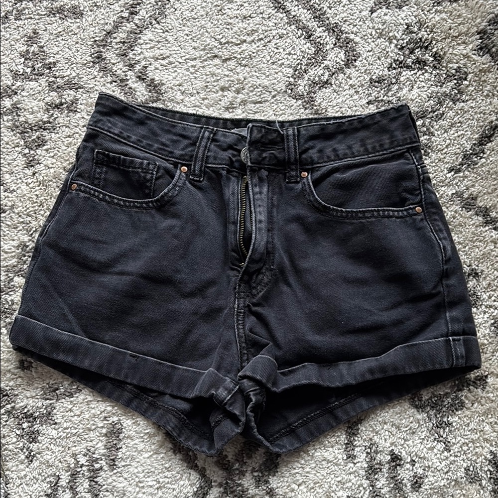 PacSun Black Jean Shorts Frayed Hem Casual